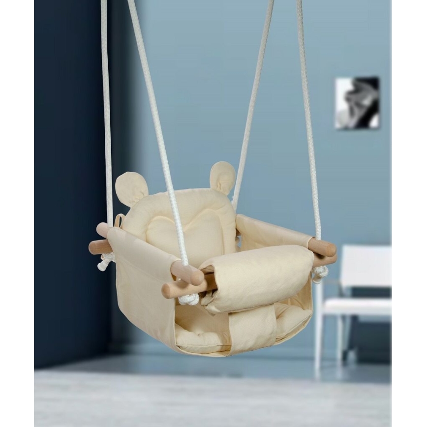 2Kids Toys - Dečija tekstilna ljuljaška krem/bukva
