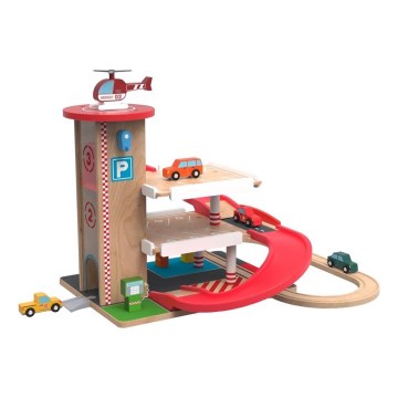 2Kids Toys - Drvena garaža sa prugom za voz
