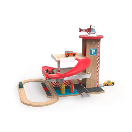 2Kids Toys - Drvena garaža sa prugom za voz