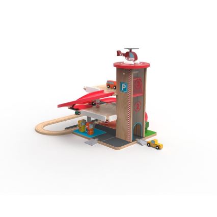 2Kids Toys - Drvena garaža sa prugom za voz