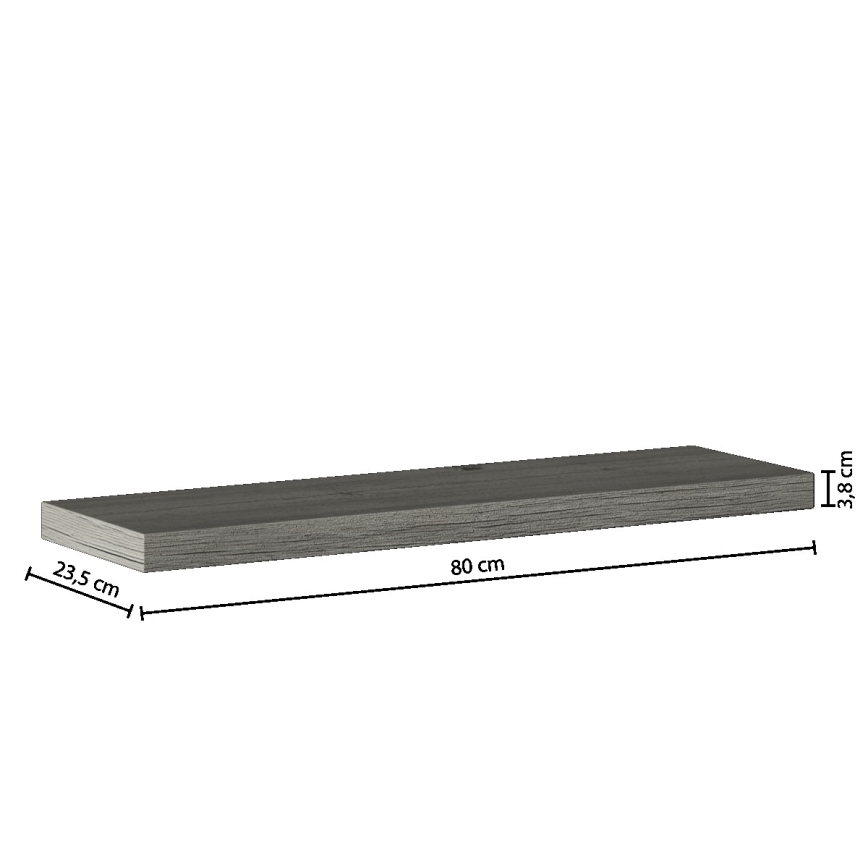 5five - Zidna polica HYLE 80x24 cm sivi hrast