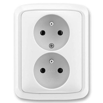 ABB 5512A-2349 B - Dvostruka zidna utičnica za kućnu upotrebu sa okvirom TANGO 250V bela