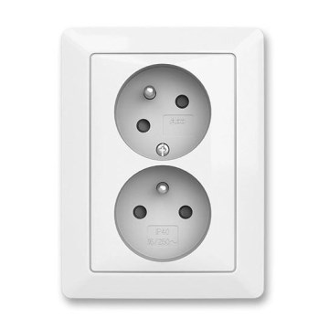 ABB 5513T-C02157 500 - Dvostruka kućna utičnica sa okvirom ZONI 250V bela