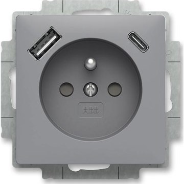 ABB 5569T-A32357 241 - Kućna utičnica bez okvira ZONI 250V 1xUSB A+C siva