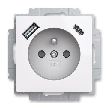 ABB 5569T-A32357 500 - Utičnica za domaćinstvo bez okvira ZONI 250V 1xUSB A+C bela