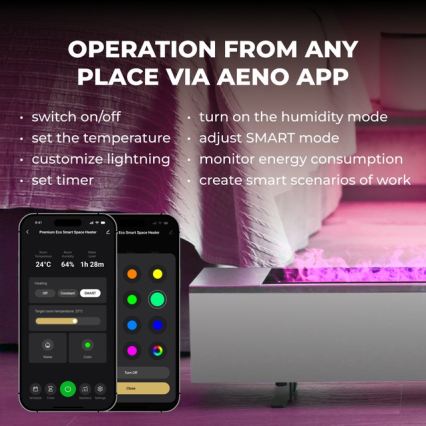 AENO - Pametan električni direktni grejač/konvektor 1000/2000W bela