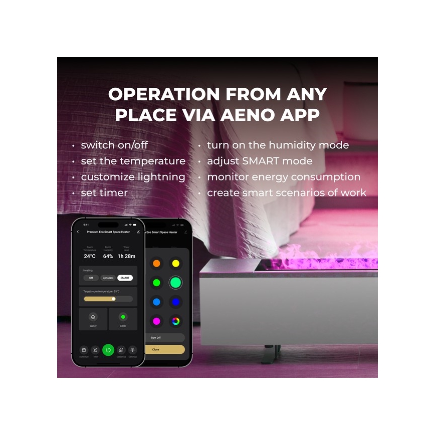 AENO - Pametan električni direktni grejač/konvektor 1000/2000W bela