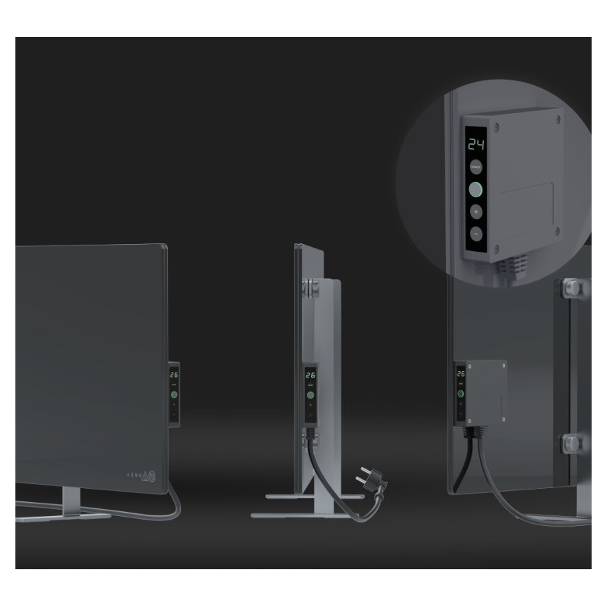 AENO - Pametni električni infracrveni panel sa LED displejom 700W, tajmer/termostat, IP44, Wi-fi, siva