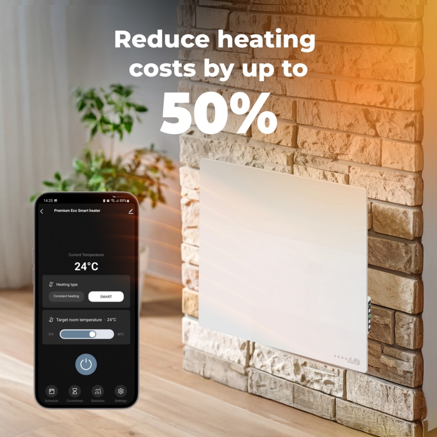 AENO - Pametni električni infracrveni panel 500W tajmer/termostat Wi-Fi bela
