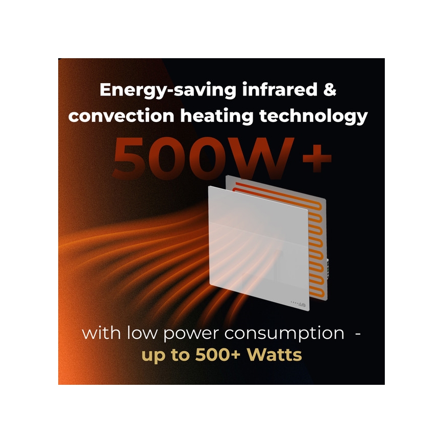 AENO - Pametni električni infracrveni panel 500W tajmer/termostat Wi-Fi bela