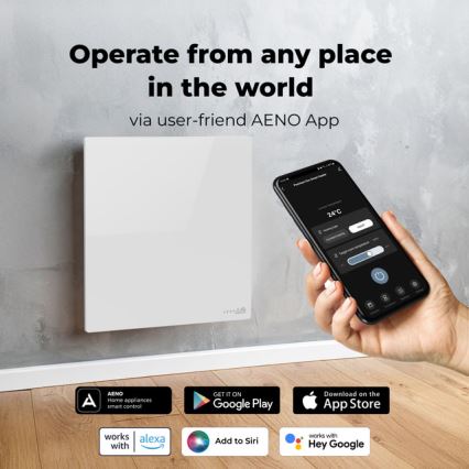 AENO - Pametni električni infracrveni panel 500W tajmer/termostat Wi-Fi bela