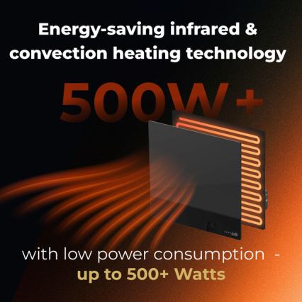AENO - Pametni električni infracrveni panel 500W, tajmer/termostat, Wi-Fi, crni