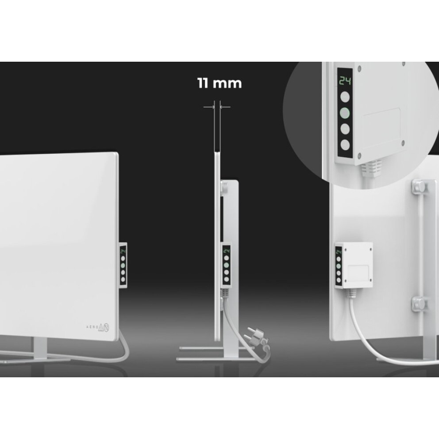 AENO - Pametni električni infrapanel sa LED displejem 700W tajmer/termostat IP44 Wi-fi bela