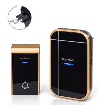 Aigostar - Bežični zvonac za utičnicu 230V/12V IP44 crna