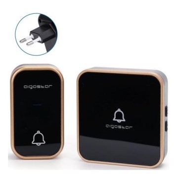 Aigostar - Bežični zvonac za utičnicu 230V crni