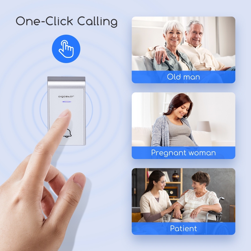 Aigostar - Bežično zvono za utičnicu 230V/12V IP44 belo