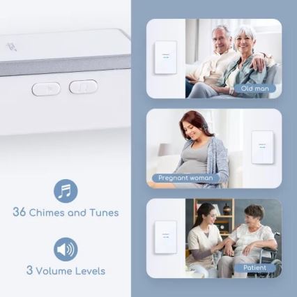 Aigostar - Bežično zvono 3xAA/12V IP44 belo/srebrno