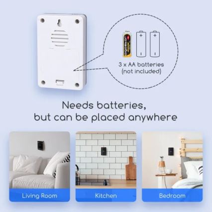 Aigostar - Bežično zvono 3xAA/12V IP44 belo/srebrno