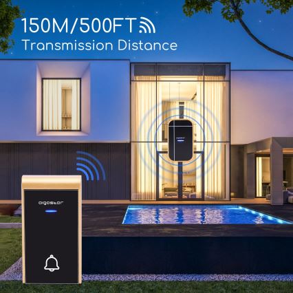 Aigostar - Bežični zvonac za utičnicu 230V/12V IP44 crna