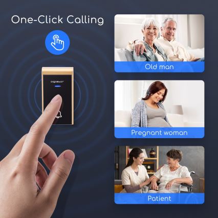 Aigostar - Bežični zvonac za utičnicu 230V/12V IP44 crna