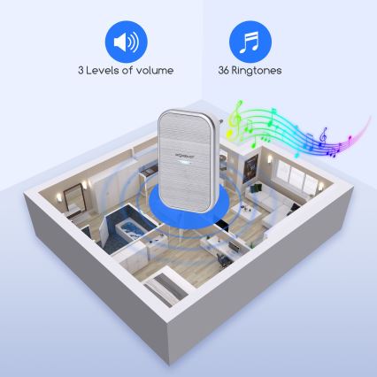 Aigostar - Bežično zvono za utičnicu 230V/12V IP44, srebrno