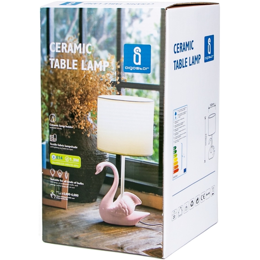 Aigostar - Dečija lampica 1xE14/40W/230V labud ružičasta