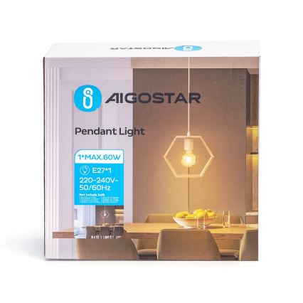 Aigostar - Drveni luster na kablu 1xE27/60W/230V od borovine