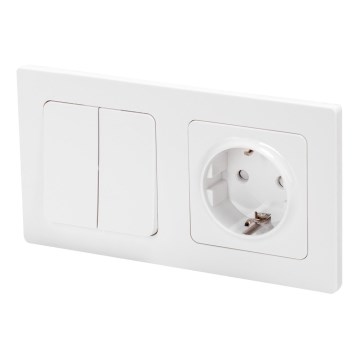 Aigostar - Dupli prekidač br. 1 i SCHUKO utičnica 250V sa belim ramom