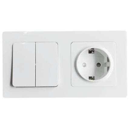 Aigostar - Dupli prekidač br. 1 i SCHUKO utičnica 250V sa belim ramom