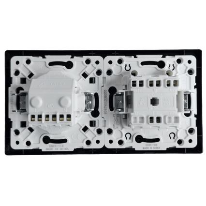 Aigostar - Dupli prekidač br. 5 i SCHUKO utičnica 230V sa ramom, crne boje