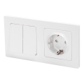 Aigostar - Dupli prekidač br. 6 + 6 i utičnica SCHUKO 250V sa okvirom, bela