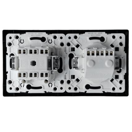 Aigostar - Dupli prekidač br. 6 i SCHUKO utičnica 230 V sa okvirom, crna