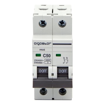 Aigostar - Dvopolni automatski osigurač 2-fazni 2P-50A-C 230-400V