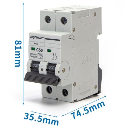 Aigostar - Dvopolni automatski osigurač 2-fazni 2P-50A-C 230-400V