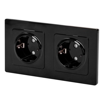 Aigostar - Dvostruka zidna utičnica sa okvirom SCHUKO 230V/16A crna