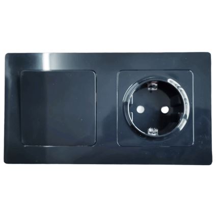 Aigostar - Dvostruki prekidač br. 5 i SCHUKO utičnica 230V sa okvirom, crna