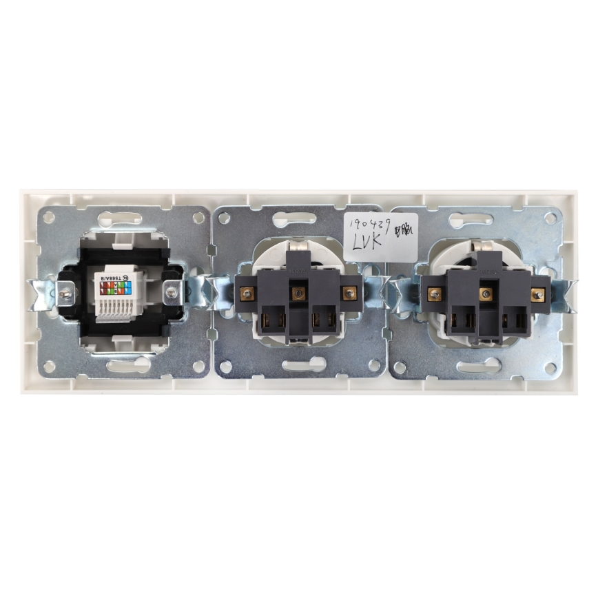 Aigostar - Ethernet utičnica i 2x SCHUKO utičnica u belom okviru