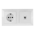 Aigostar - Ethernet utičnica i SCHUKO utičnica sa belim okvirom