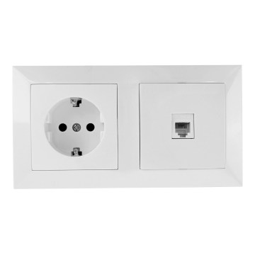 Aigostar - Ethernet utičnica i SCHUKO utičnica sa belim okvirom