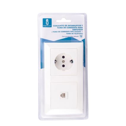 Aigostar - Ethernet utičnica i SCHUKO utičnica sa belim okvirom