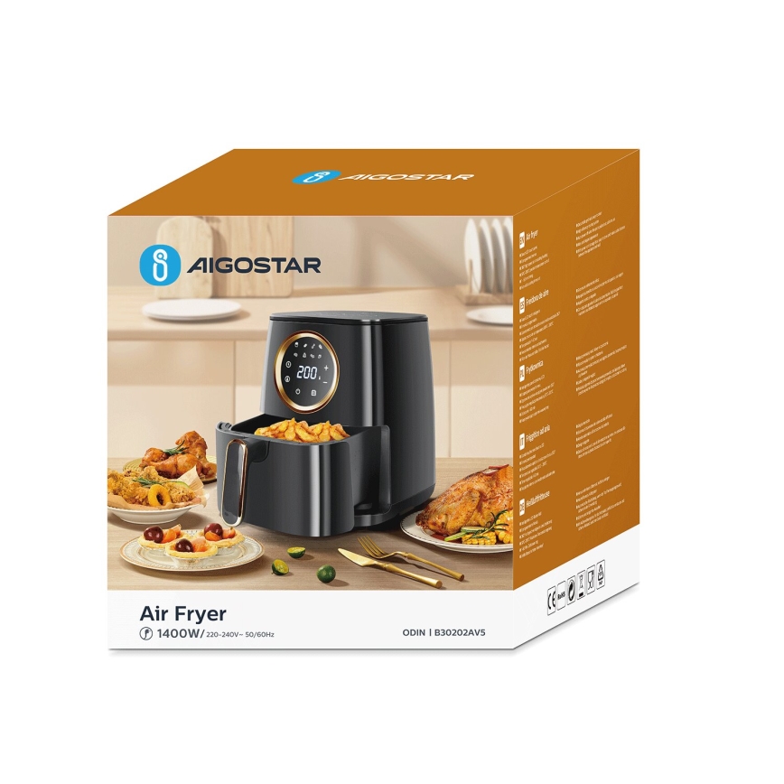 Aigostar - Friteza na vrući vazduh 1400W/230V 4,2l crna