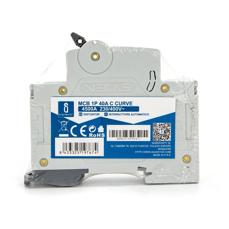 Aigostar - Jednofazni magnetotermički prekidač 1P-40A-C 230-400V