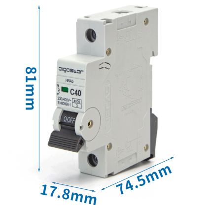 Aigostar - Jednofazni magnetotermički prekidač 1P-40A-C 230-400V