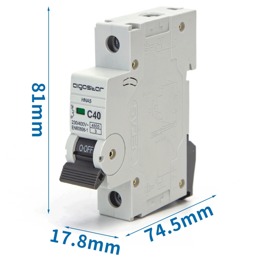 Aigostar - Jednofazni magnetotermički prekidač 1P-40A-C 230-400V