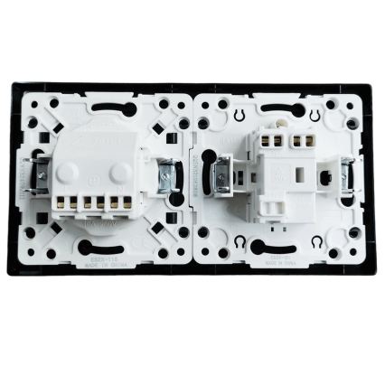 Aigostar - jednopolni prekidač br. 1 i SCHUKO utičnica 230V sa ramom, crna