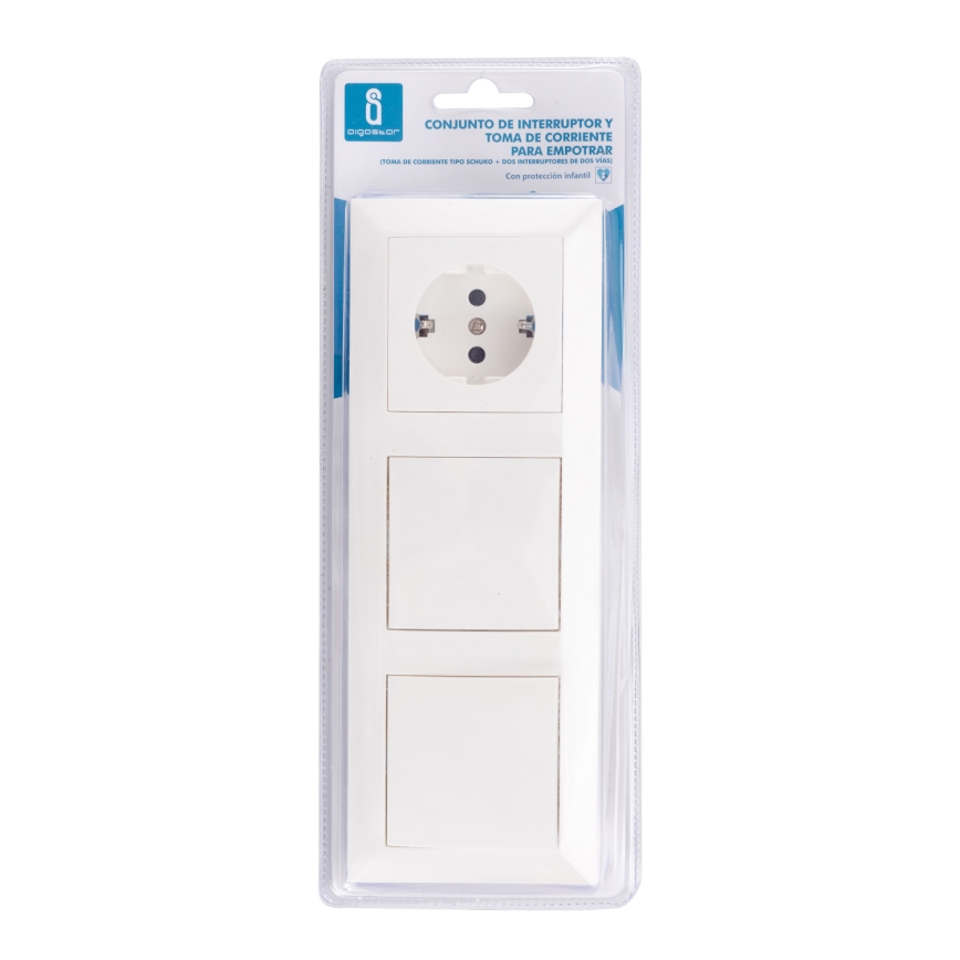 Aigostar - KOMPLET 2 kućna prekidača sa SCHUKO utičnicom 1x16A/250V
