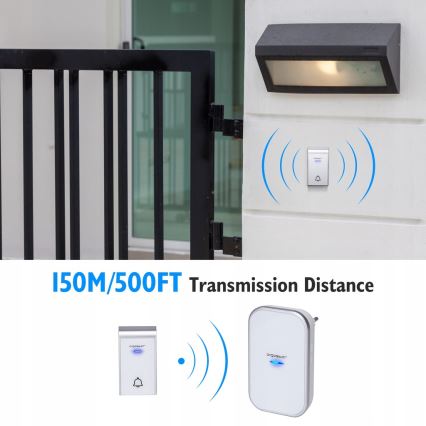 Aigostar - SET 2x Bežični zvonce za utičnicu 230V/12V IP44 belo