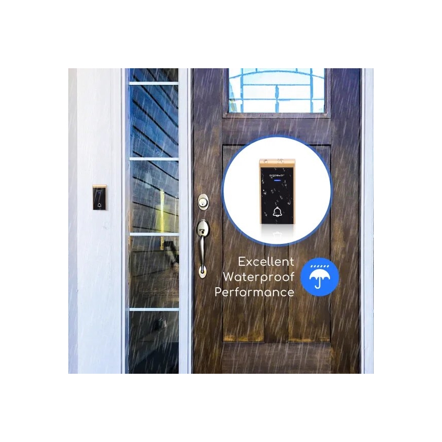 Aigostar - SET 2x bežični zvon na utičnicu 230V/12V IP44 crna/bakarna