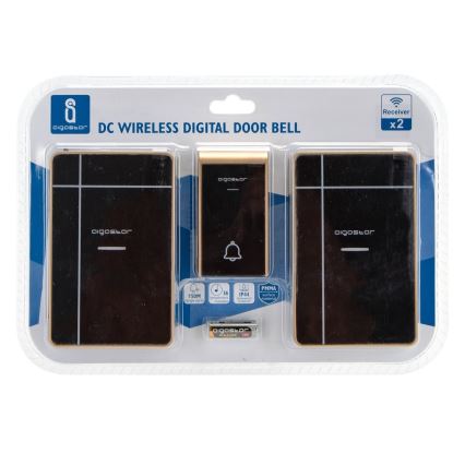 Aigostar - KOMPLET 2x bežična zvona 3xAA/12V IP44 crne boje