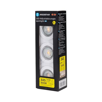 Aigostar - Komplet 3x LED ugradnih stropnih svetala 1xGU10/4,5W/230V 3000K bela